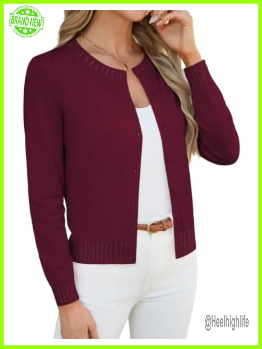 Women's Cropped Cardigan Button Up Long Sleeve Lightweight Shrug